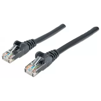 Cabo de rede Intellinet, Cat6, 1,5 m, preto, CCA, U/UTP, PVC, RJ45, contactos banhados a ouro, sem patilha, alívio de tensão, garantia vitalícia
