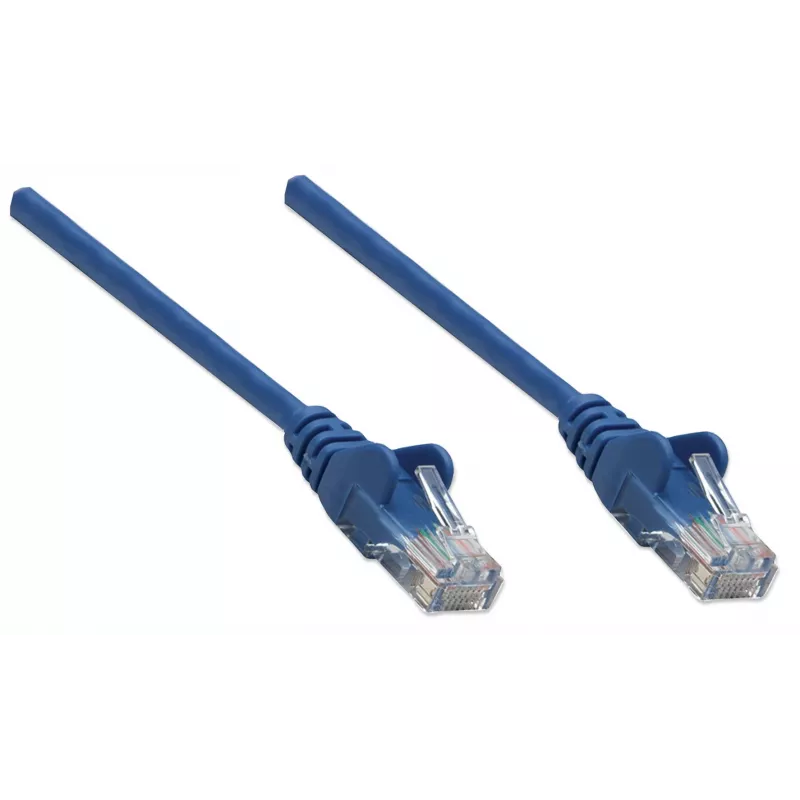Cabo de rede Intellinet, Cat6, 1,5 m, azul, CCA, U/UTP, PVC, RJ45, contactos banhados a ouro, proteção da patilha, proteção anti-dobra, garantia vitalícia
