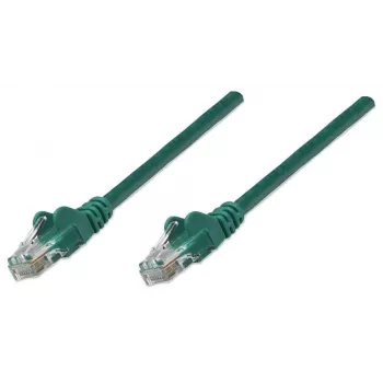 Cabo de rede Intellinet, Cat5e, 3 m, verde, CCA, U/UTP, PVC, RJ45, contactos banhados a ouro, sem patilha, com proteção anti-dobra, garantia vitalícia