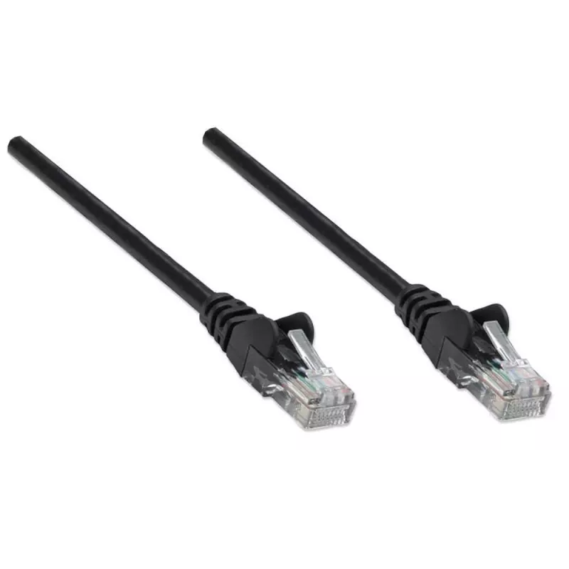 Cabo de rede patch Intellinet, Cat5e, 2 m, preto, CCA, U/UTP, PVC, RJ45, contactos banhados a ouro, proteção da patilha, bainha de proteção contra dobras, garantia vitalícia