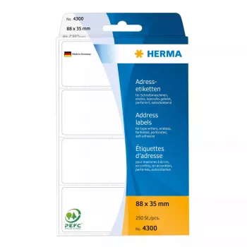 Etiquetas de endereço HERMA contínuo leporello 88x35 mm branco papel mate 250 unid.