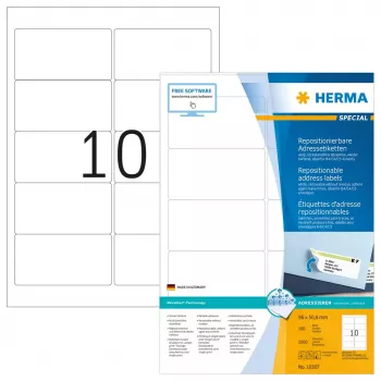 Etiquetas de endereço HERMA reposicionáveis A4 96x50,8 mm 1000 unid.