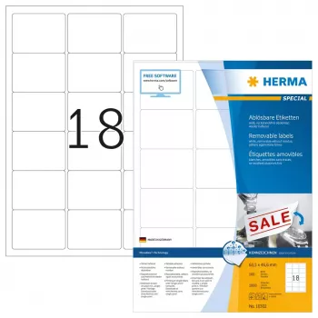 Etiquetas removíveis HERMA A4 63,5x46,6 mm 1800 unid.