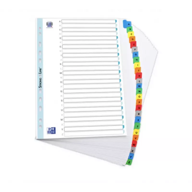 Elba índice de fichas Mylar A-Z, 26 partes, A4 extralargo, 230 x 297 mm, separadores coloridos (592581-20)