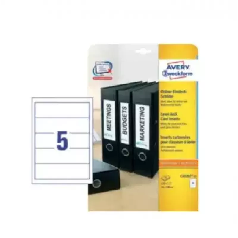 Avery Zweckform C32267-25 etiquetas para dossiers 54 x 190 mm, branco