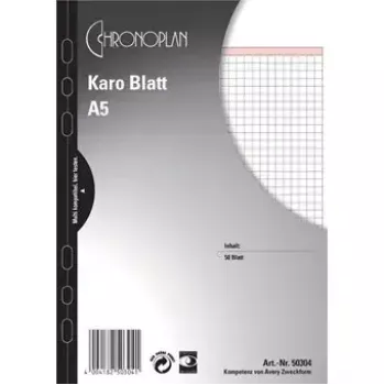 Avery Zweckform Chronoplan 50304 folhas quadriculadas para planificador A5, 50 folhas, 80 g/m²