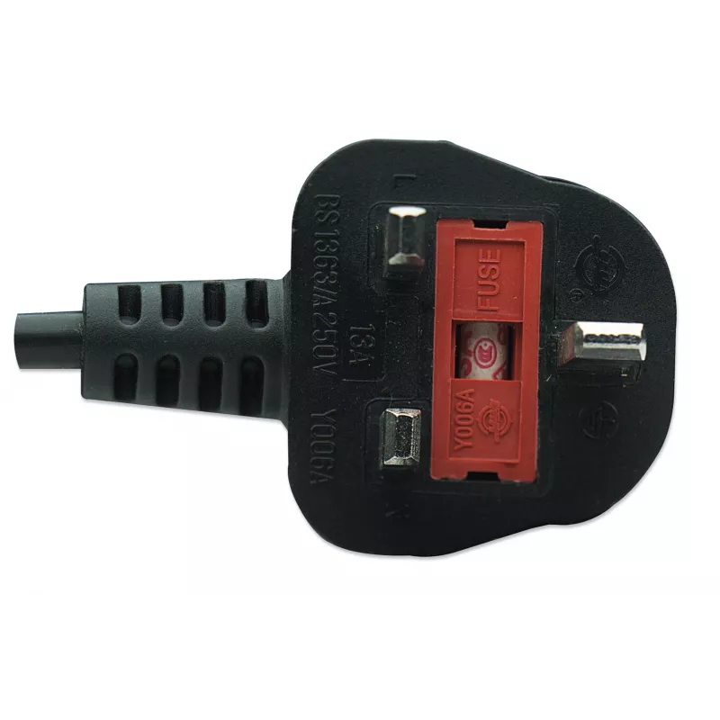 Cabo de alimentação Manhattan, ficha UK de 3 pinos para conector fêmea C7 (forma 8), 1,8 m, 13 A, preto, cabo, garantia vitalícia