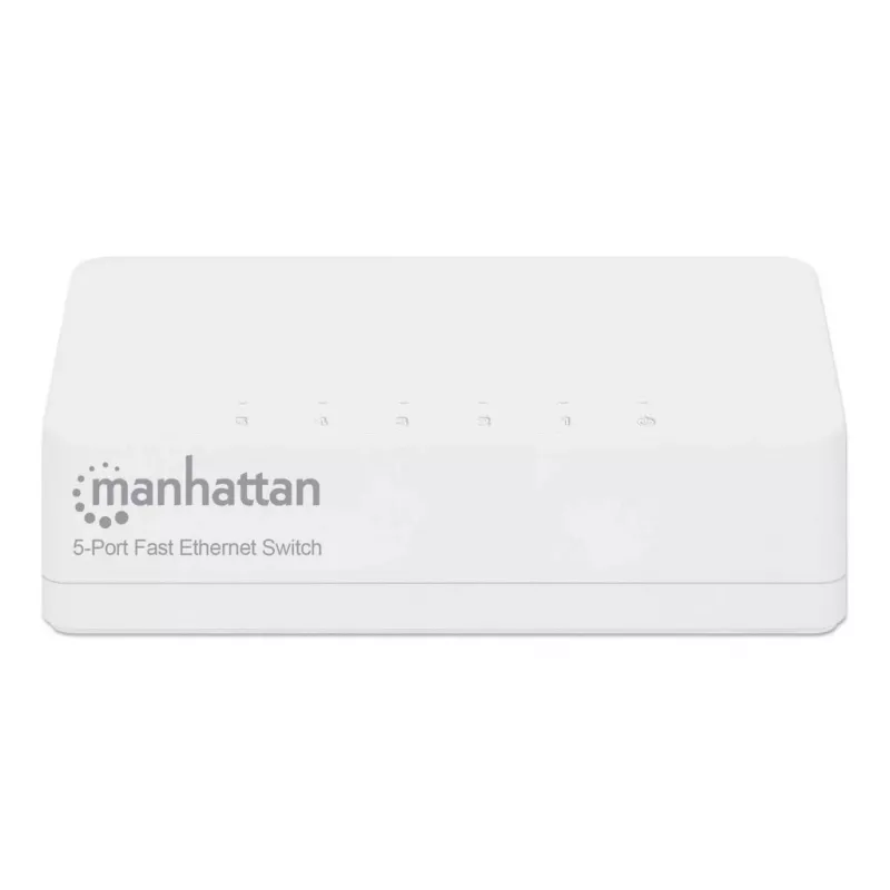 Switch Fast Ethernet Manhattan 5 portas, plástico, garantia de três anos, caixa