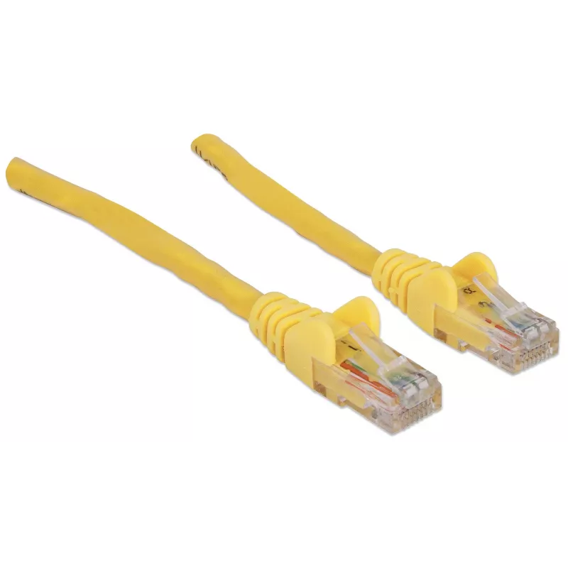 Cabo de rede patch Intellinet, Cat6, 20 m, amarelo, CCA, U/UTP, PVC, RJ45, contactos banhados a ouro, proteção anti-dobra, proteção anti-dobra moldada, garantia vitalícia