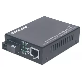 Conversor de mídia Intellinet Fast Ethernet WDM bidirecional monomodo, 10/100Base-Tx para 100Base-Fx (SC) monomodo, 20 km, WDM (Rx1550/Tx1310)