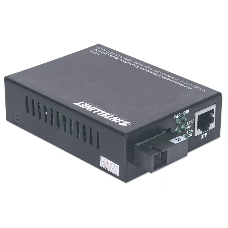 Intellinet 510547 conversor de media Fast Ethernet WDM bidirecional, de 10/100Base-TX para 100Base-FX (SC) modo único, 20 km (12,4 mi), Rx1550/Tx1310 nm