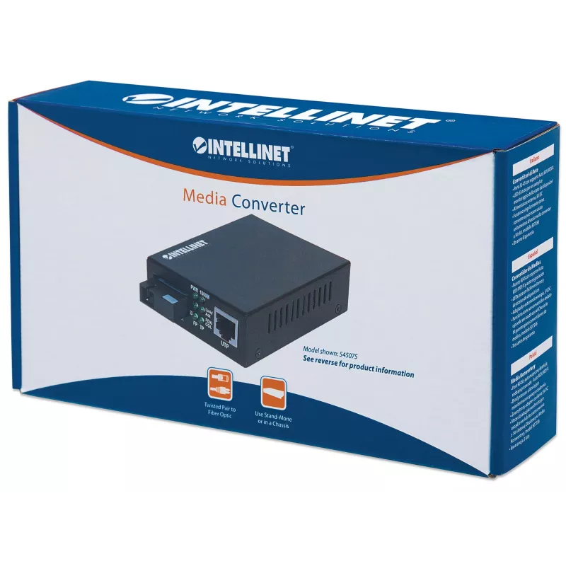 Intellinet 510547 conversor de media Fast Ethernet WDM bidirecional, de 10/100Base-TX para 100Base-FX (SC) modo único, 20 km (12,4 mi), Rx1550/Tx1310 nm