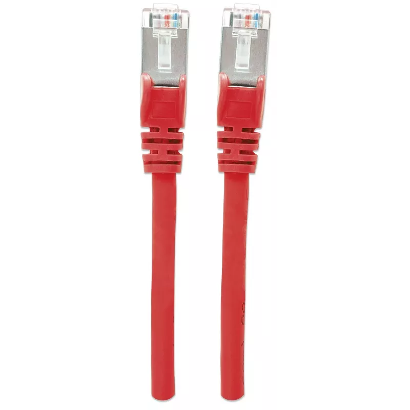 Intellinet 319133 cabo de rede patch, Cat6A, S/FTP, RJ45, 7,5 m, sem halogéneos, moldado, multifilar, vermelho