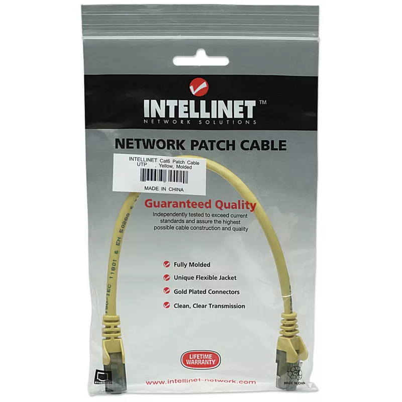 Intellinet 350556 cabo de ligação de rede, Cat6A, S/FTP, RJ45, 30 m, sem halogéneos, moldado, sem gancho, amarelo