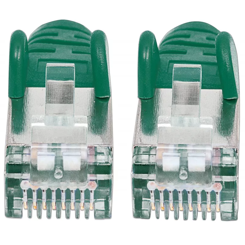 Intellinet 350662 cabo de ligação de rede, Cat6A, S/FTP, RJ45, 15 m, sem halogéneos, moldado, sem gancho, verde