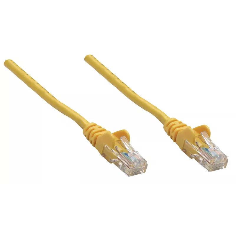 Cabo de rede patch Intellinet, Cat6, 0,25 m, amarelo, CCA, U/UTP, PVC, RJ45, contactos banhados a ouro, proteção da patilha, proteção anti-dobra, garantia vitalícia