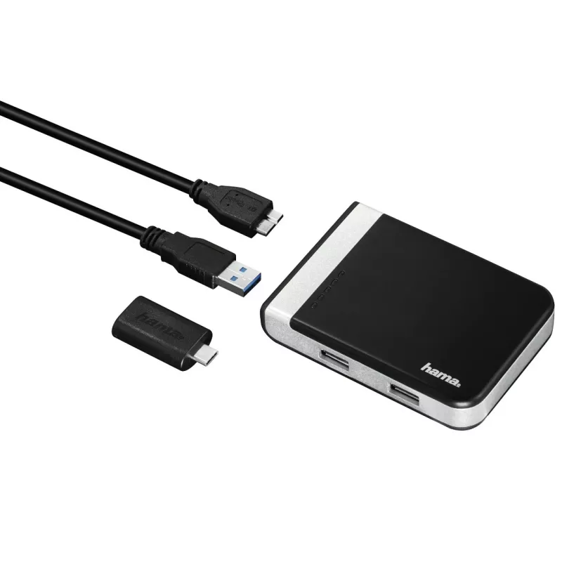 Leitor de cartões Hama 00054546 USB 3.2 Gen 1 (3.1 Gen 1) Type-A/Type-C preto, prateado