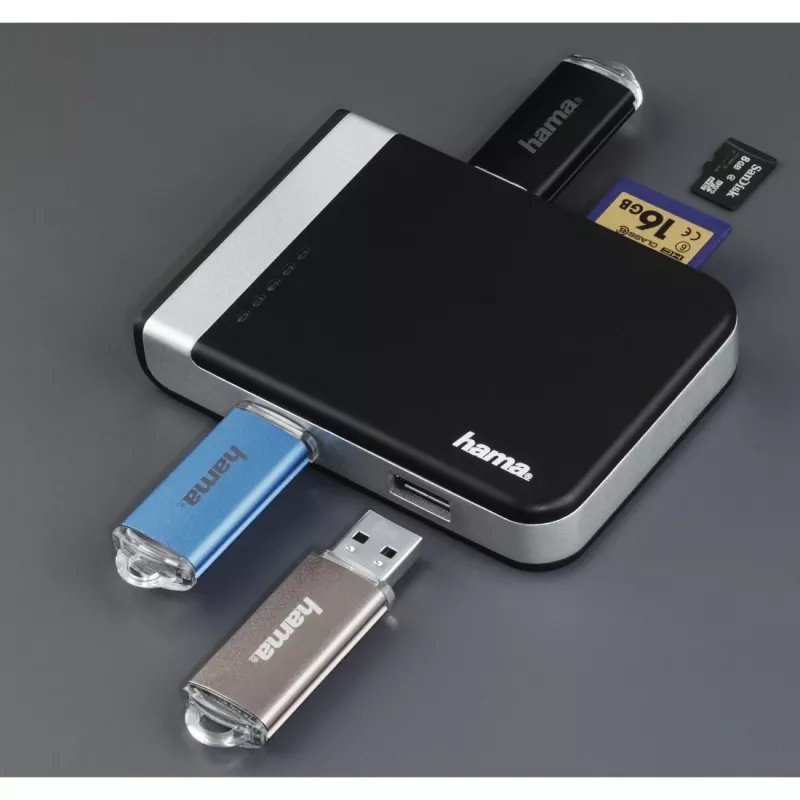 Leitor de cartões Hama 00054546 USB 3.2 Gen 1 (3.1 Gen 1) Type-A/Type-C preto, prateado