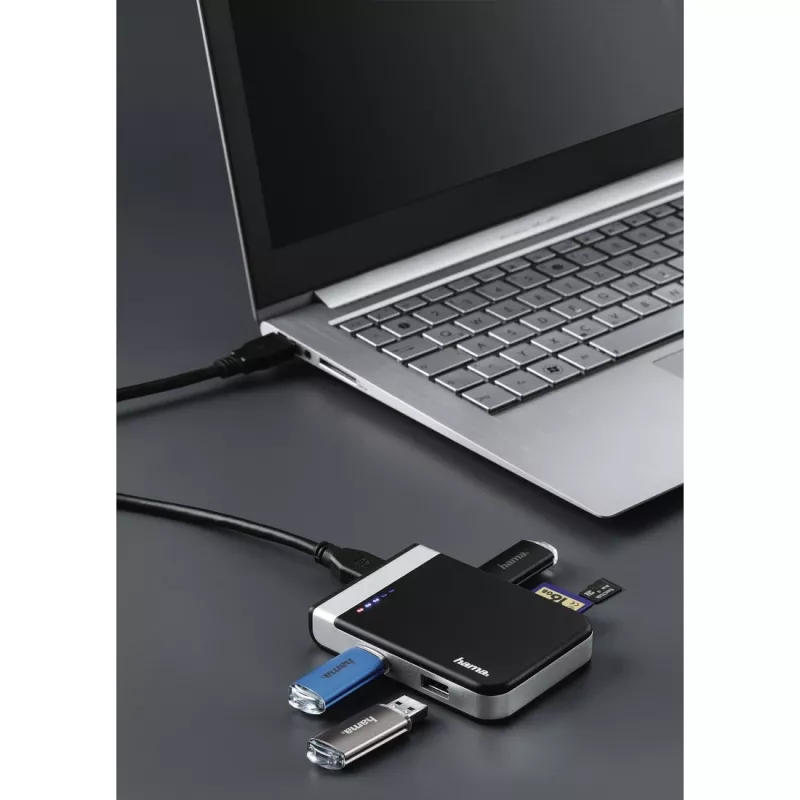 Leitor de cartões Hama 00054546 USB 3.2 Gen 1 (3.1 Gen 1) Type-A/Type-C preto, prateado