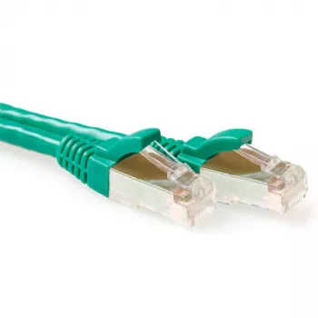Cabo patch ACT verde 15 metros S/FTP CAT6A, com proteção da patilha, com fichas RJ45