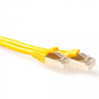 Cabo patch ACT amarelo 1,5 metros SFTP CAT6A com proteção da patilha e fichas RJ45