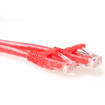 Cabo patch U/UTP CAT6A ACT vermelho 0,25 metros com fichas RJ45 e proteção anti-dobra