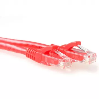 Cabo patch U/UTP CAT6 ACT vermelho 0,25 metros snagless com fichas RJ45