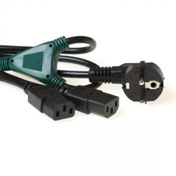Cabo de alimentação ACT Powercord cabo divisor alimentação ficha CEE7/7 - 2 x C13 divisão a: 1,00 m