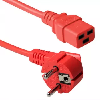 Cabo de alimentação ACT CEE 7/7 ficha (angular) - C19 vermelho 3 m