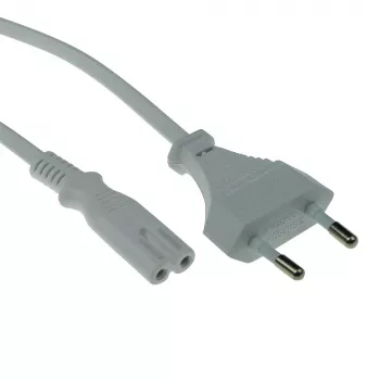 Cabo de alimentação ficha Euro - conector fêmea C7 branco 3 m ACT Powercord AK5241