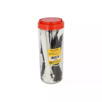 DeLOCK caixa sortida de abraçadeiras para cabos, 600 peças, preto/branco