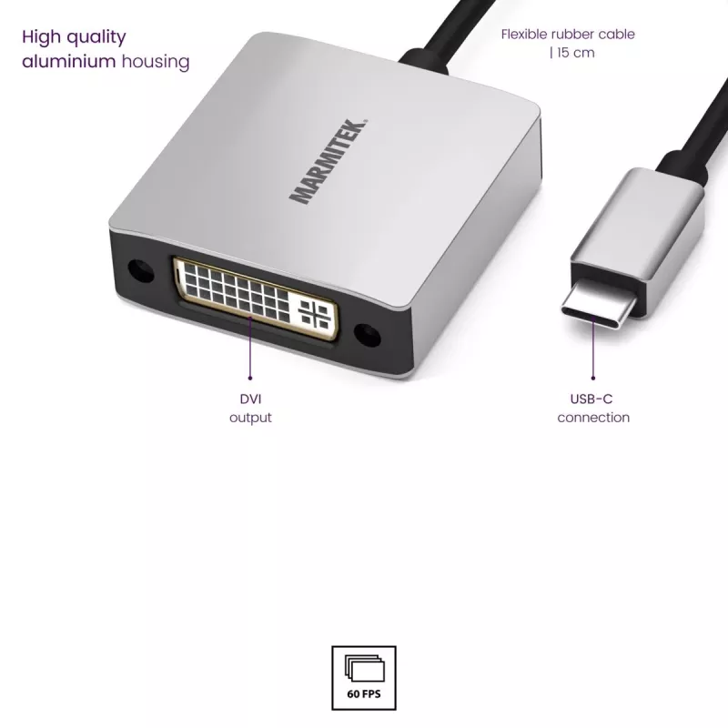 Marmitek Connect USB C to DVI - Adaptador USB-C para DVI