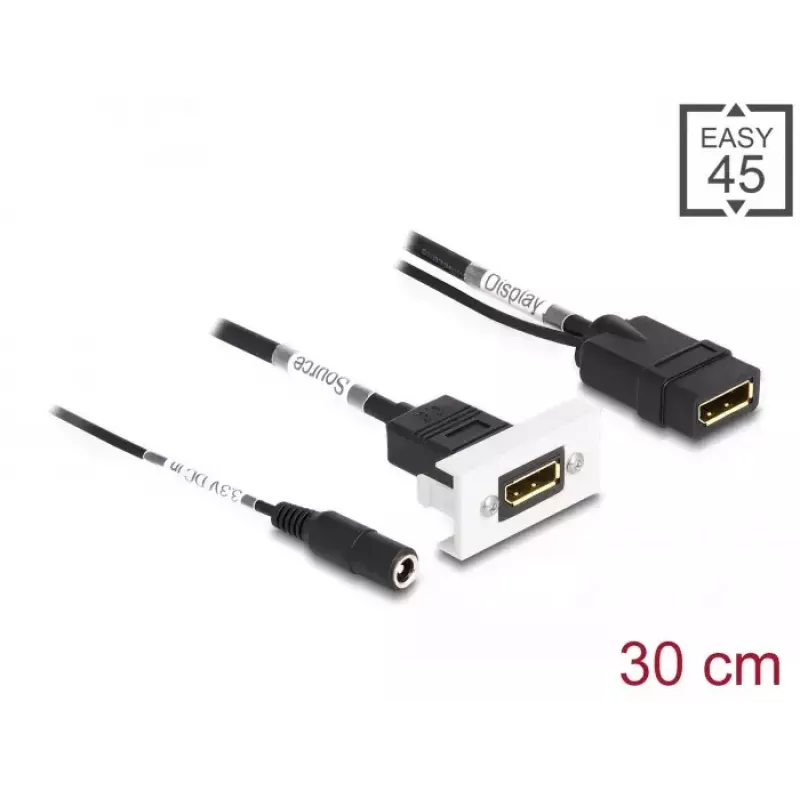 Módulo DeLOCK Easy 45 DisplayPort 4K 60 Hz com alimentação DC 2,1 x 5,5 mm