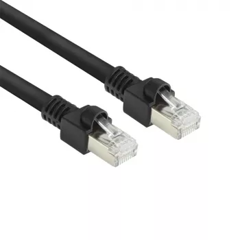 Cabo de patch ACT preto 0,5 metros S/FTP CAT7 PUR flex sem patilhas com fichas RJ45 (conforme CAT6A)