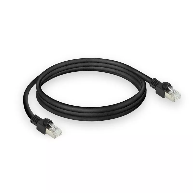 Cabo de patch ACT preto 1 metro S/FTP CAT7 PUR flex snagless com fichas RJ45 (compatível CAT6A)
