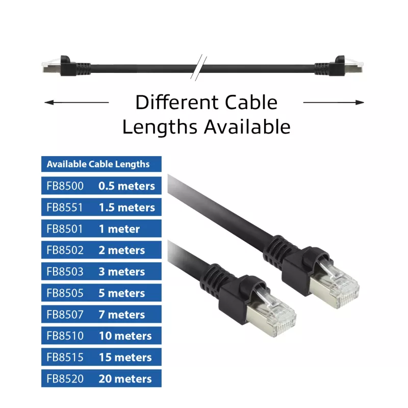 Cabo de patch ACT preto 1 metro S/FTP CAT7 PUR flex snagless com fichas RJ45 (compatível CAT6A)