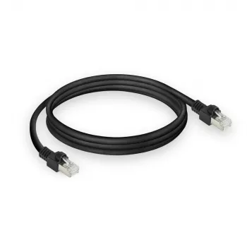 Cabo de patch ACT preto 10 metros S/FTP CAT7 PUR flex, proteção das patilhas, com fichas RJ45 (conforme CAT6A)