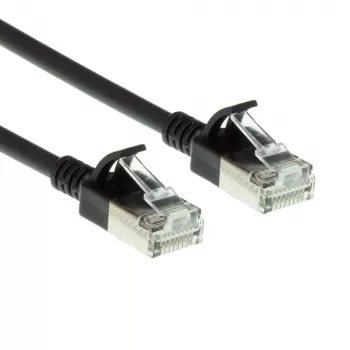 Cabo de patch ACT preto 10 metros LSZH U/FTP CAT6A Datacenter Slimline com fichas RJ45 sem patilhas