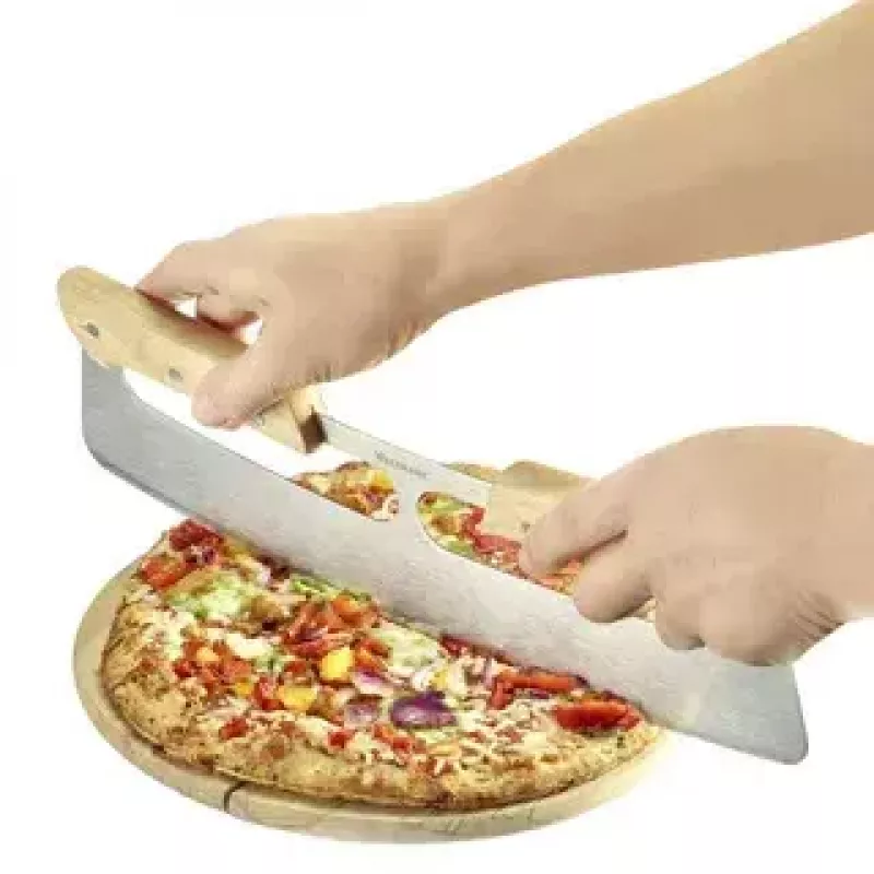Westmark Pro cortador de pizza, aço inoxidável, cabo de madeira, prateado/castanho