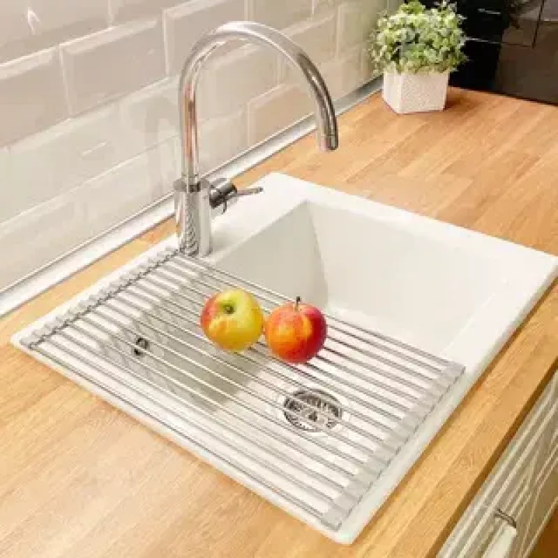 Westmark Home escorredor de loiça de bancada, retangular, aço inoxidável/silicone, cinzento