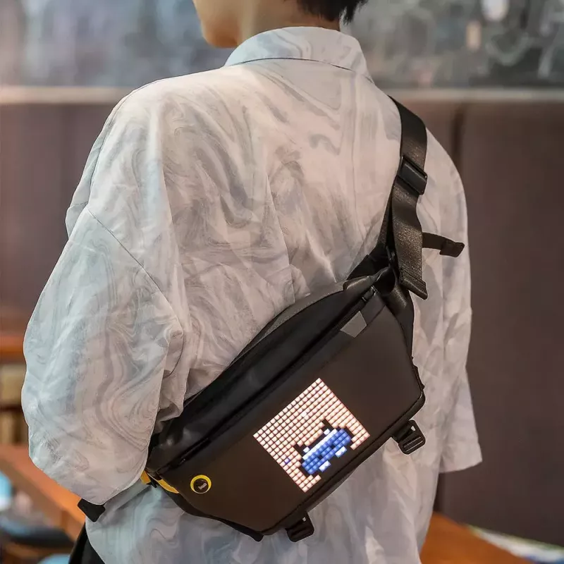 Bolsa de tiracolo Divoom Pixoo preto unissexo 340x90x150 mm ecrã LED