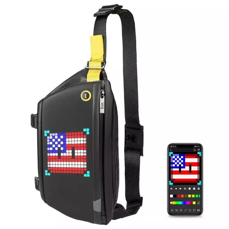 Bolsa de tiracolo Divoom Pixoo preto unissexo 340x90x150 mm ecrã LED