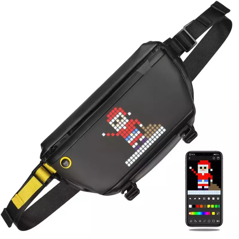 Bolsa de tiracolo Divoom Pixoo preto unissexo 340x90x150 mm ecrã LED
