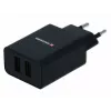 Swissten 22033000 carregador de viagem Smart IC, 2x USB, 2,1 A, preto