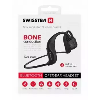 Auscultadores Swissten condução óssea Bluetooth V5.0 preto