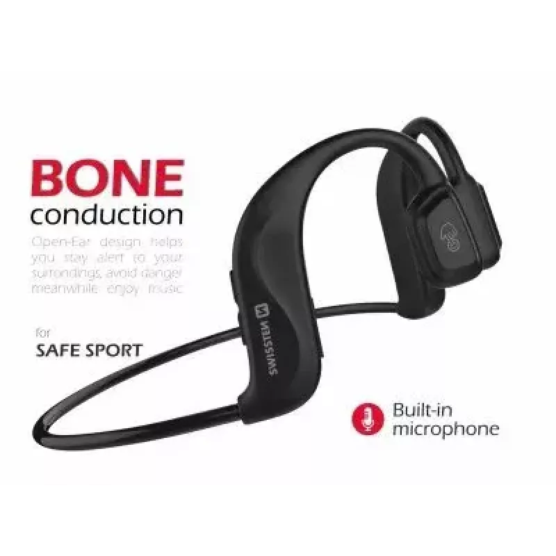 Auscultadores Swissten condução óssea Bluetooth V5.0 preto