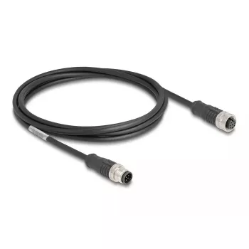 Cabo de rede DeLOCK M12 cabo codificação A 8 pinos ficha macho para conector fêmea Cat5e 2 m preto