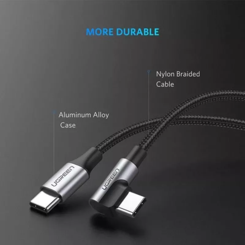 Cabo USB Ugreen 50123 USB 2.0 1 m USB-C preto, prateado