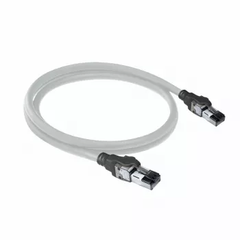 Cabo de rede ACT cinzento 3 metros S/FTP CAT6A IDC 4PPoE / PoE++ 100W LSZH sem patilhas, com fichas RJ45