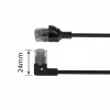 Cabo de rede ACT preto 2 metros U/UTP CAT6A LSZH Slimline com fichas RJ45 90° anguladas à esquerda para direita
